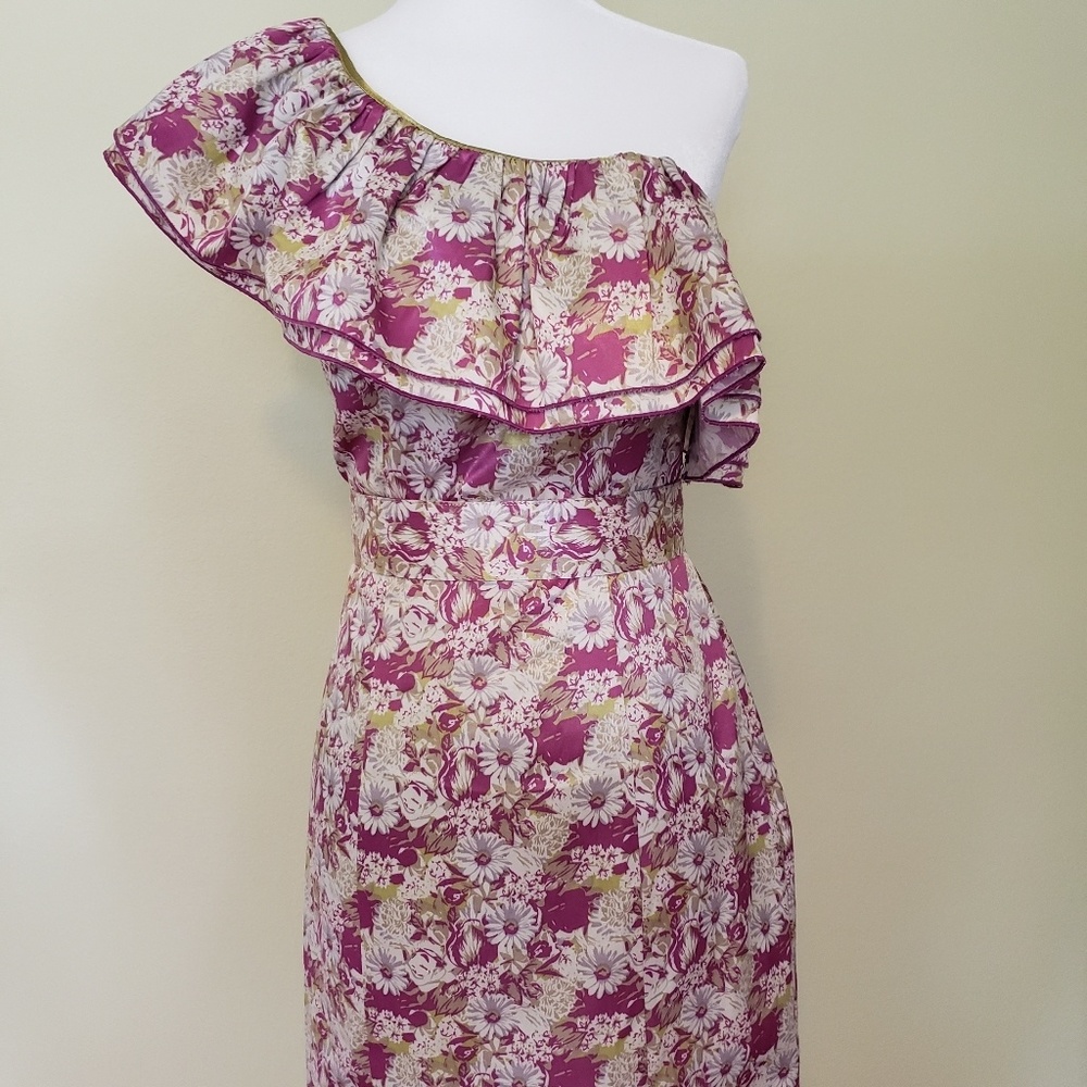 Twenty One Purple/Green Floral One Shoulder Dress